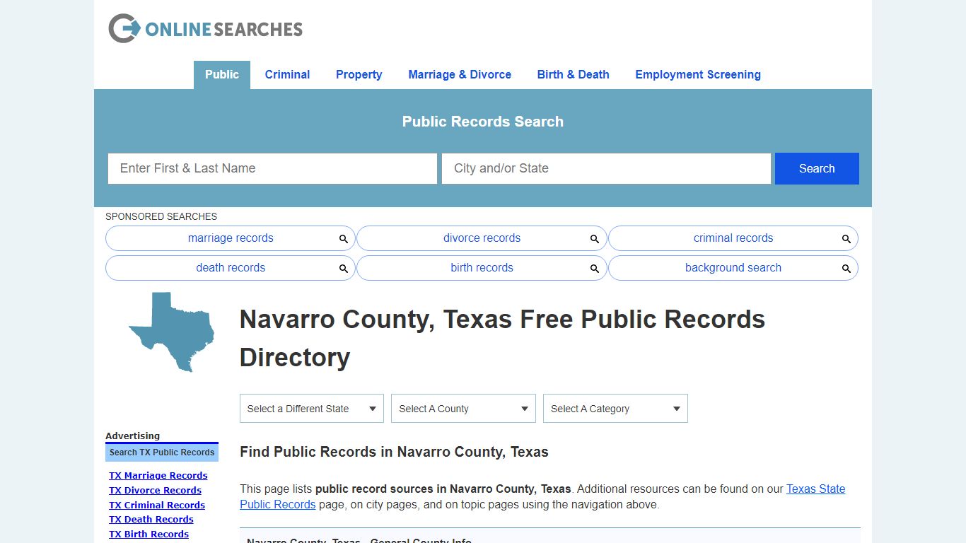 Navarro County, Texas Public Records Directory