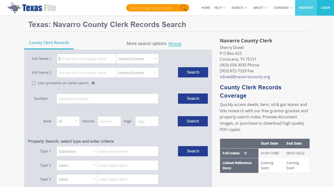 Navarro County Clerk Records Search | TexasFile